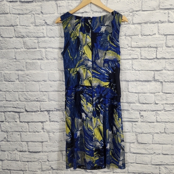 Adrianna Papell blue and yellow stretch mini dress - Picture 2 of 7